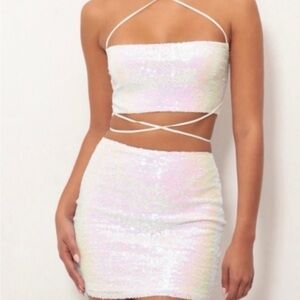 Lucy in the Sky Strapless White Sequin Dress